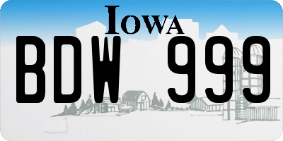 IA license plate BDW999