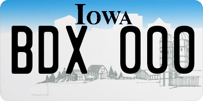IA license plate BDX000