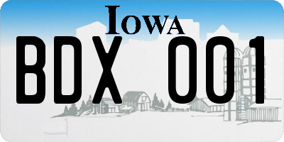 IA license plate BDX001