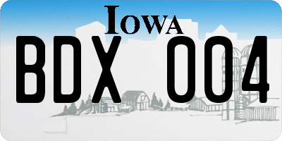 IA license plate BDX004