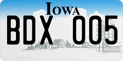 IA license plate BDX005