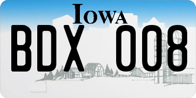 IA license plate BDX008