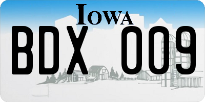 IA license plate BDX009
