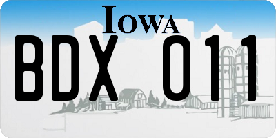 IA license plate BDX011