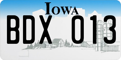 IA license plate BDX013