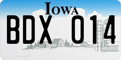 IA license plate BDX014