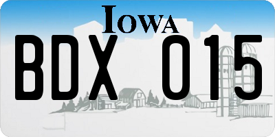 IA license plate BDX015