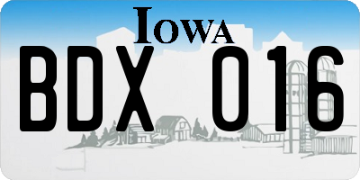IA license plate BDX016