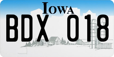 IA license plate BDX018