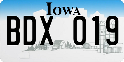 IA license plate BDX019