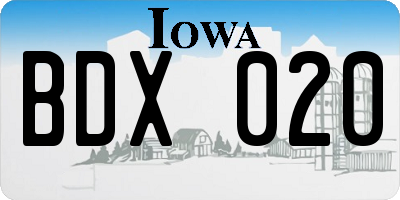 IA license plate BDX020