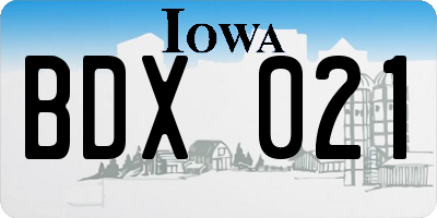 IA license plate BDX021