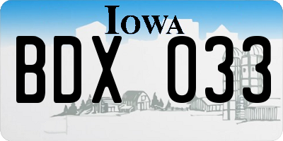 IA license plate BDX033