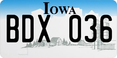 IA license plate BDX036
