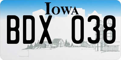 IA license plate BDX038
