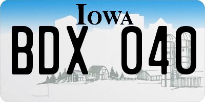 IA license plate BDX040