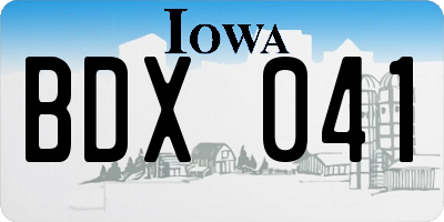 IA license plate BDX041