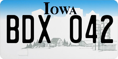 IA license plate BDX042