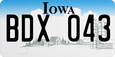 IA license plate BDX043
