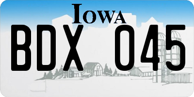 IA license plate BDX045