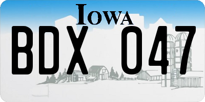 IA license plate BDX047