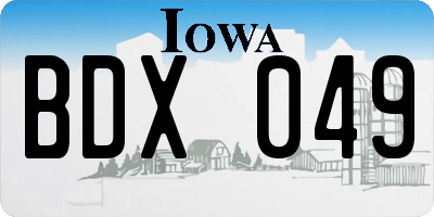 IA license plate BDX049