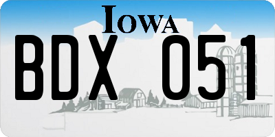 IA license plate BDX051