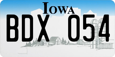 IA license plate BDX054