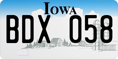 IA license plate BDX058