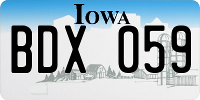 IA license plate BDX059