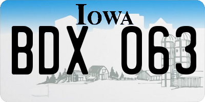 IA license plate BDX063