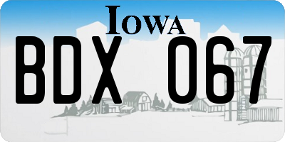 IA license plate BDX067