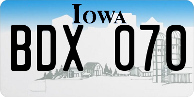 IA license plate BDX070