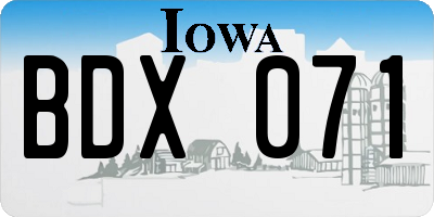 IA license plate BDX071