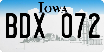 IA license plate BDX072