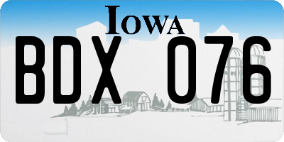 IA license plate BDX076