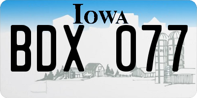 IA license plate BDX077