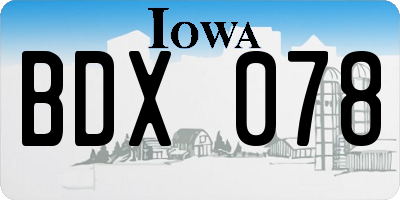 IA license plate BDX078