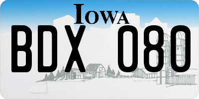 IA license plate BDX080