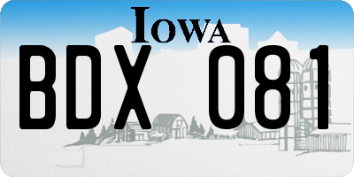 IA license plate BDX081