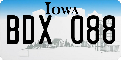 IA license plate BDX088