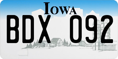 IA license plate BDX092
