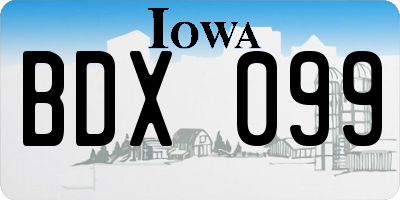 IA license plate BDX099