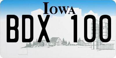 IA license plate BDX100