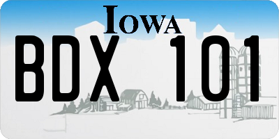 IA license plate BDX101