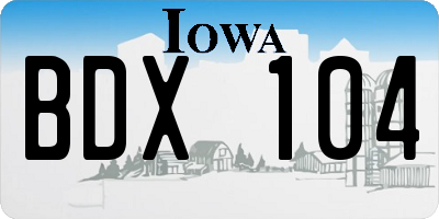 IA license plate BDX104