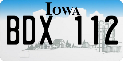 IA license plate BDX112