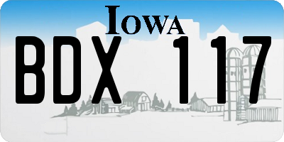 IA license plate BDX117