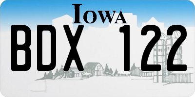 IA license plate BDX122