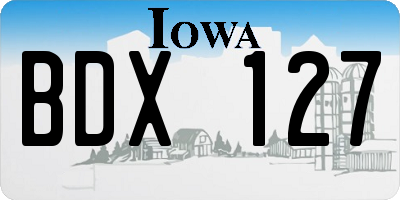 IA license plate BDX127
